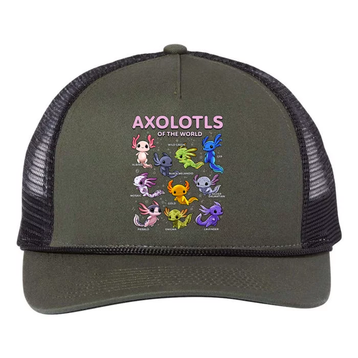 Axolotl Kawaii Axolotls Of The World Axolotl Animals Retro Rope Trucker Hat Cap