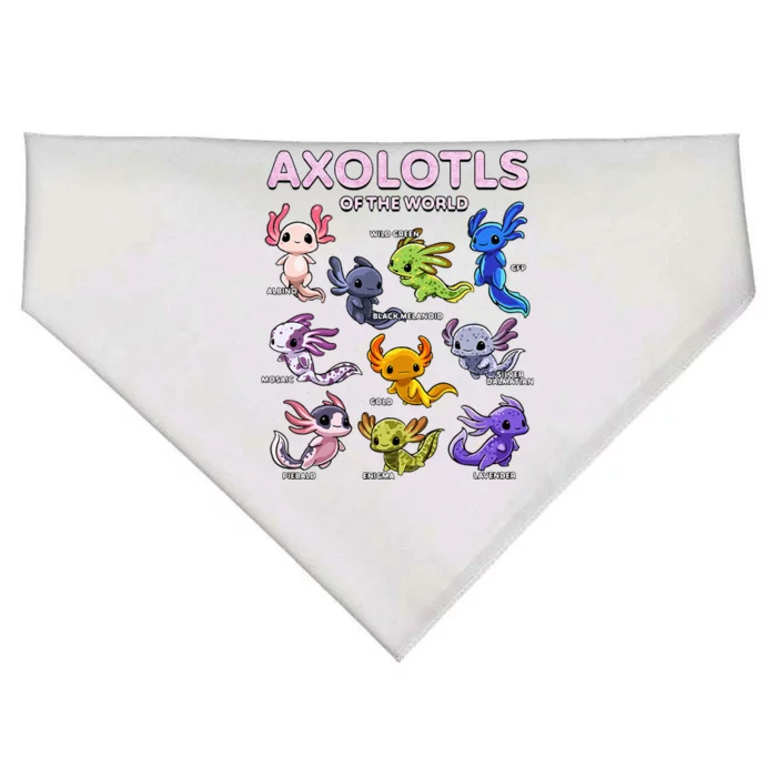 Axolotl Kawaii Axolotls Of The World Axolotl Animals USA-Made Doggie Bandana