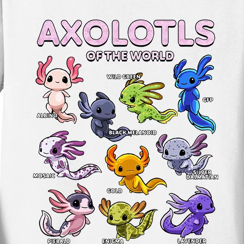 Axolotl Kawaii Axolotls Of The World Axolotl Animals Kids Long Sleeve Shirt