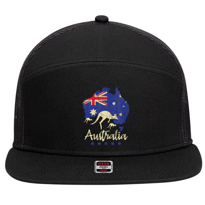 Australia Kangaroo Australian Lover Wildlife Zoo Animal 7 Panel Mesh Trucker Snapback Hat