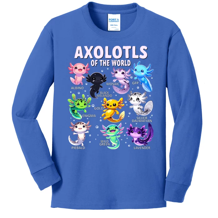 Axolotl Kawaii Axolotls Of The World Axolotl Animals Kids Long Sleeve Shirt