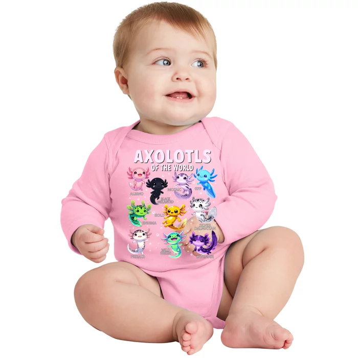 Axolotl Kawaii Axolotls Of The World Axolotl Animals Baby Long Sleeve Bodysuit