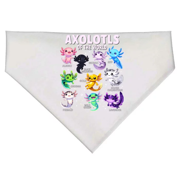 Axolotl Kawaii Axolotls Of The World Axolotl Animals USA-Made Doggie Bandana