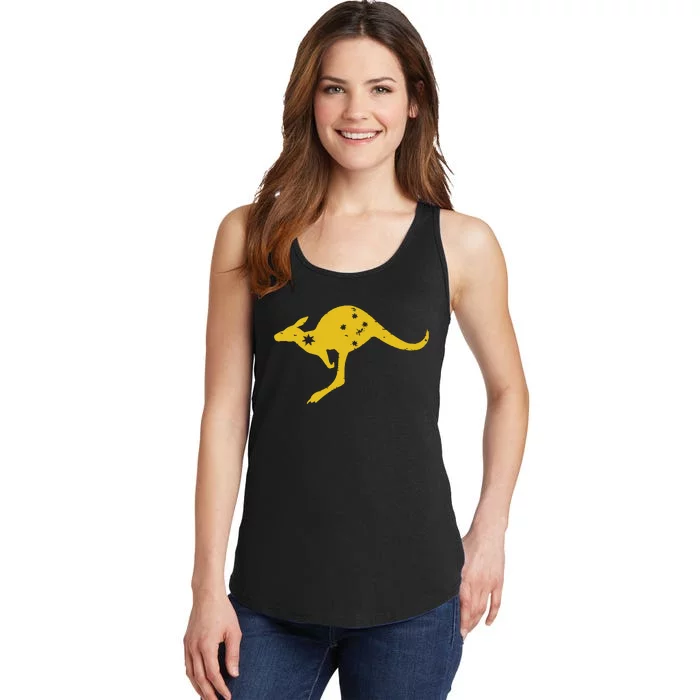 AUSTRALIA KANGAROO AUSSIE ROO FLAG ROUNDEL SPORTS MILITARY Ladies Essential Tank