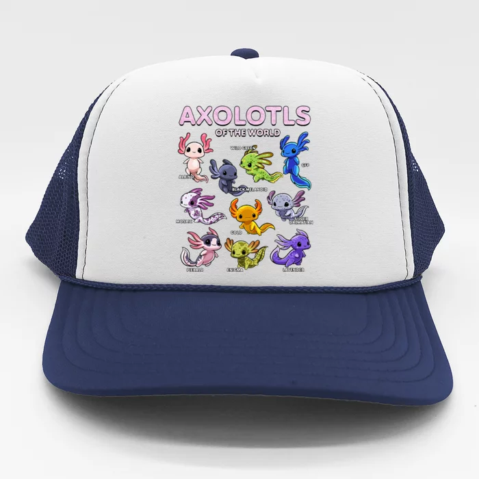 Axolotl Kawaii Axolotls Of The World Axolotl Animals Trucker Hat