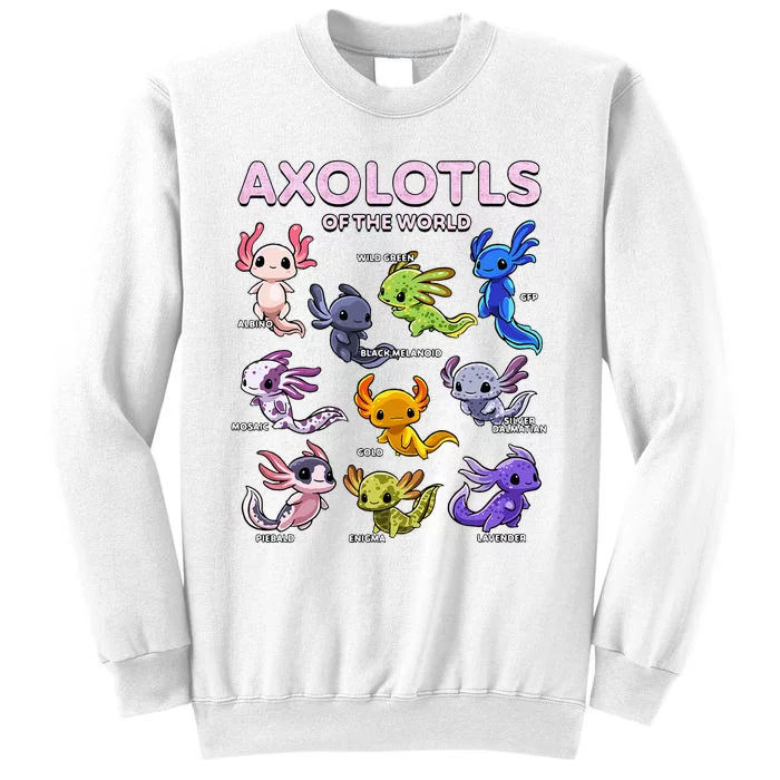 Axolotl Kawaii Axolotls Of The World Axolotl Animals Sweatshirt