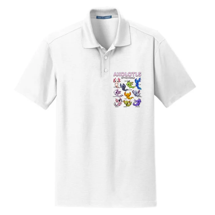 Axolotl Kawaii Axolotls Of The World Axolotl Animals Dry Zone Grid Performance Polo