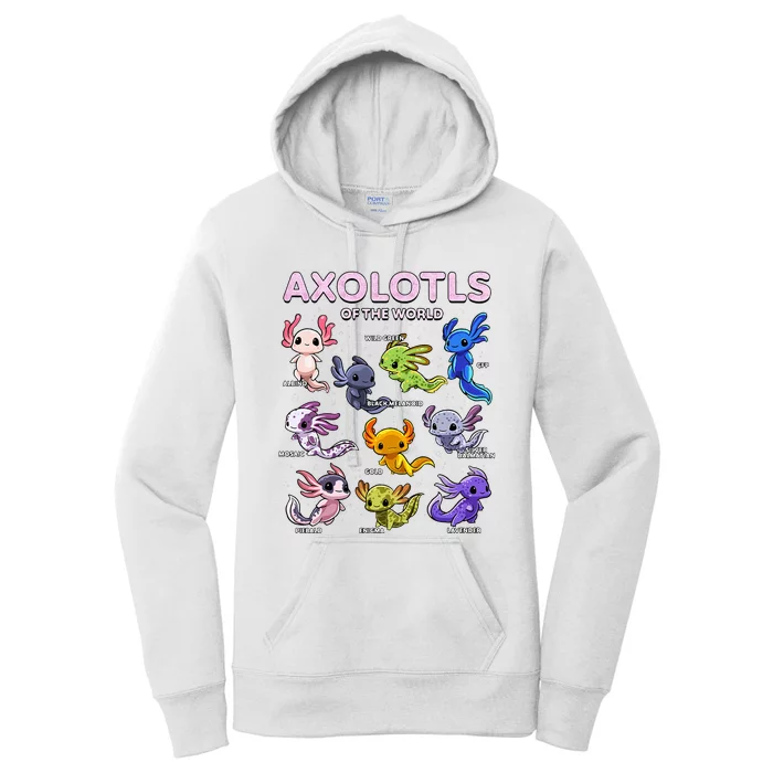 Axolotl Kawaii Axolotls Of The World Axolotl Animals Women's Pullover Hoodie