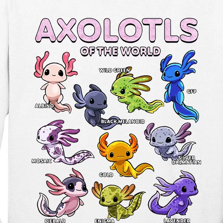 Axolotl Kawaii Axolotls Of The World Axolotl Animals Tall Long Sleeve T-Shirt