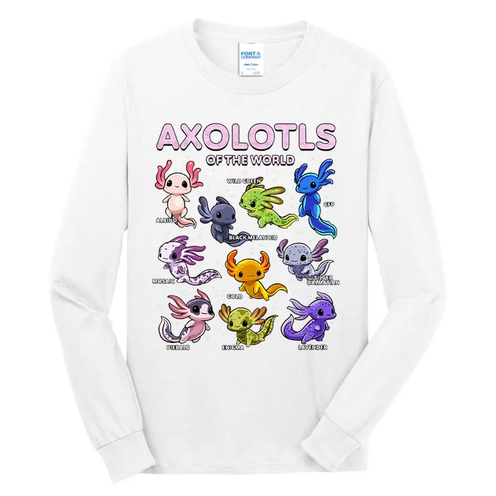 Axolotl Kawaii Axolotls Of The World Axolotl Animals Tall Long Sleeve T-Shirt