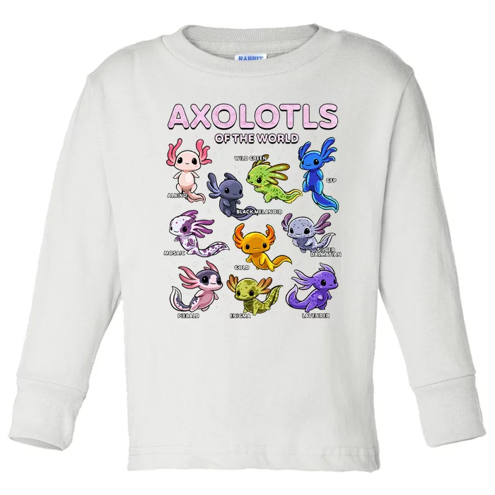 Axolotl Kawaii Axolotls Of The World Axolotl Animals Toddler Long Sleeve Shirt