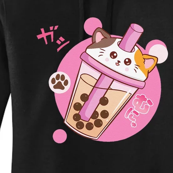 Anime Kawaii Boba Cat Bubble Tea Cat Boba Tea Cat Women's Pullover Hoodie