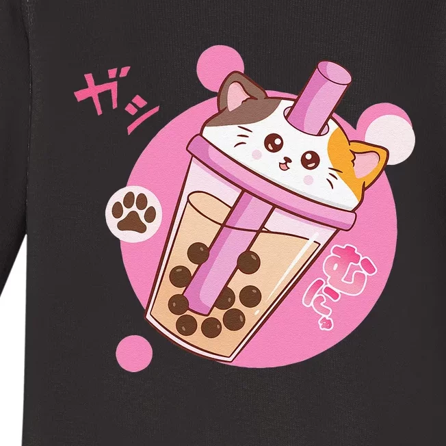 Anime Kawaii Boba Cat Bubble Tea Cat Boba Tea Cat Baby Long Sleeve Bodysuit