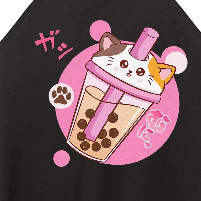 Anime Kawaii Boba Cat Bubble Tea Cat Boba Tea Cat Women’s Perfect Tri Rocker Tank