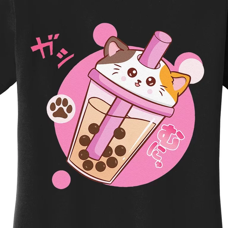 Anime Kawaii Boba Cat Bubble Tea Cat Boba Tea Cat Women's T-Shirt