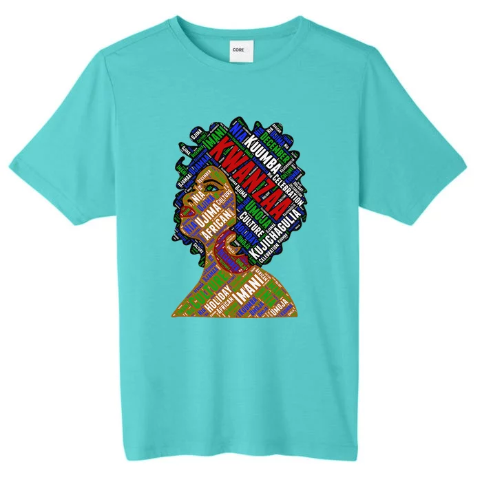 Artistic Kwanzaa Black Woman Afro 7 Principles Red & Green ChromaSoft Performance T-Shirt