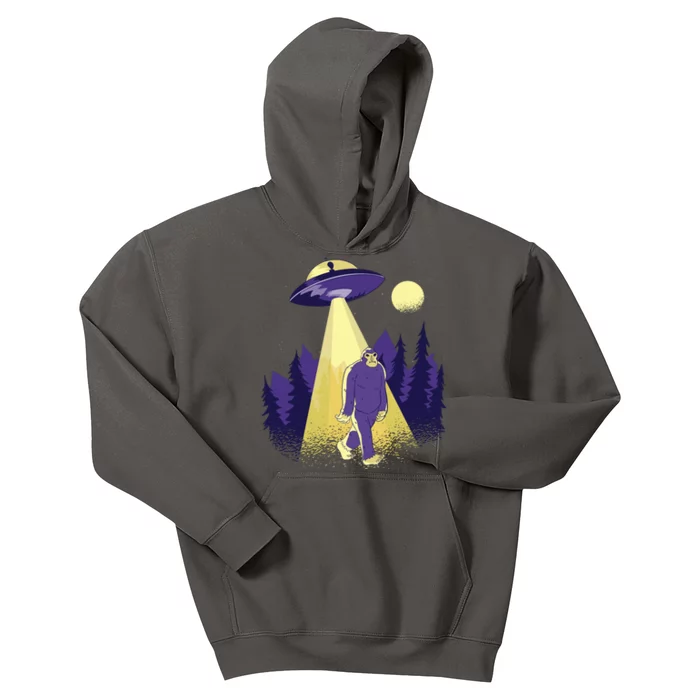 Aliens Kidnapping Bigfoot Kids Hoodie