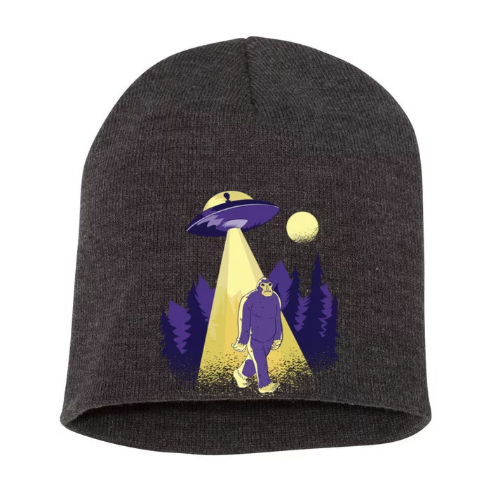 Aliens Kidnapping Bigfoot Short Acrylic Beanie