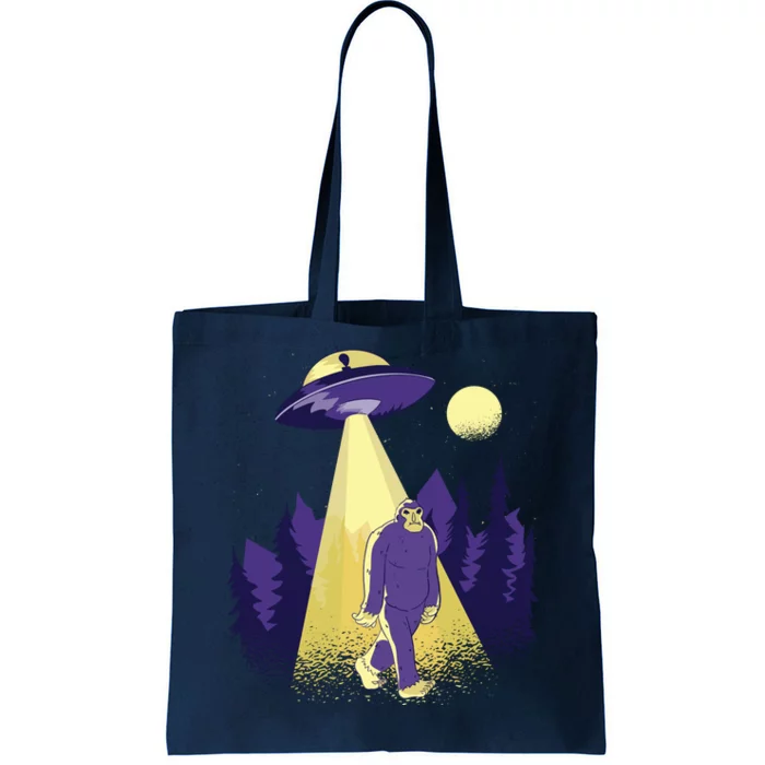 Aliens Kidnapping Bigfoot Tote Bag