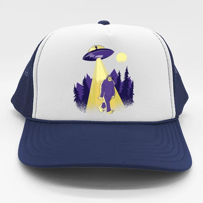 Aliens Kidnapping Bigfoot Trucker Hat