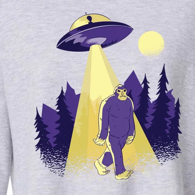 Aliens Kidnapping Bigfoot Cropped Pullover Crew