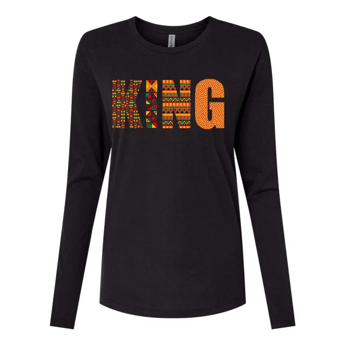 African King Cool Kente Cloth Lover Strong Black Gift Womens Cotton Relaxed Long Sleeve T-Shirt