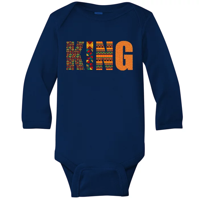 African King Cool Kente Cloth Lover Strong Black Gift Baby Long Sleeve Bodysuit