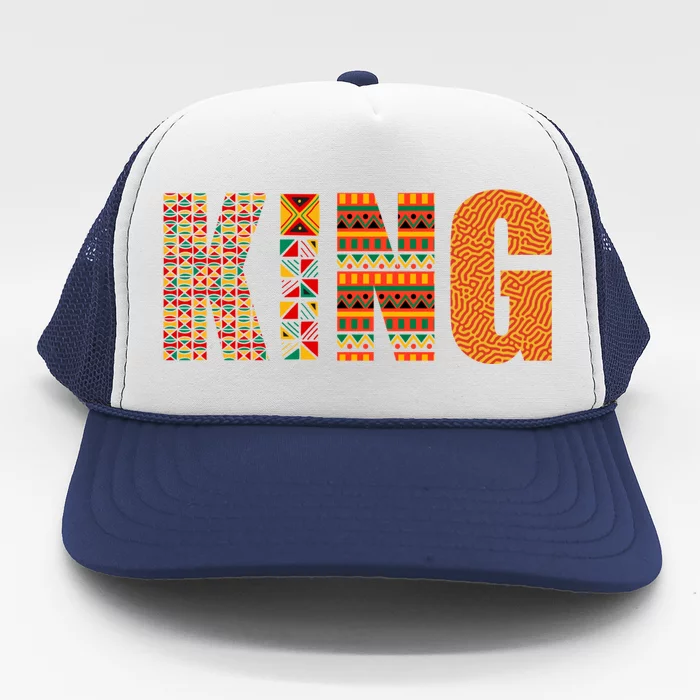 African King Cool Kente Cloth Lover Strong Black Gift Trucker Hat