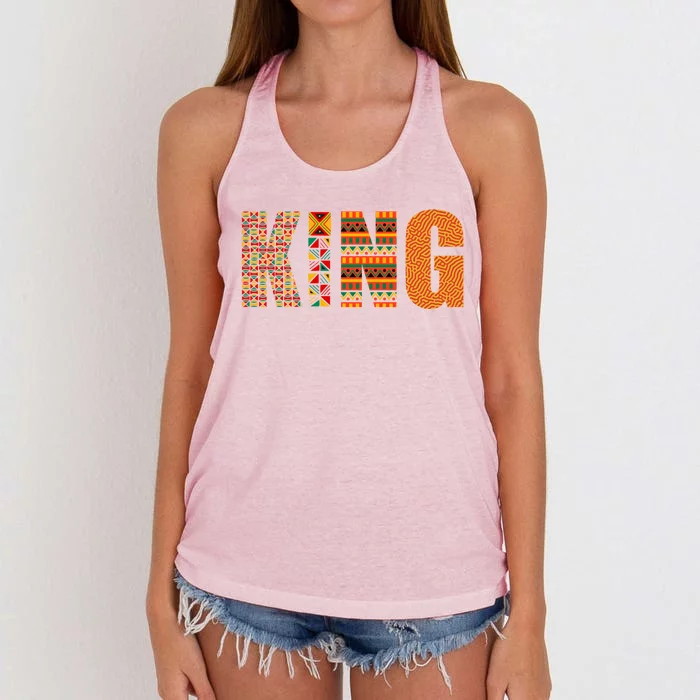 African King Cool Kente Cloth Lover Strong Black Gift Women's Knotted Racerback Tank