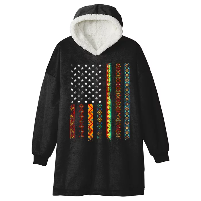 African Kente Cloth Shirts American Flag Hooded Wearable Blanket