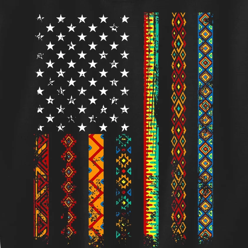 African Kente Cloth Shirts American Flag Kids Sweatshirt