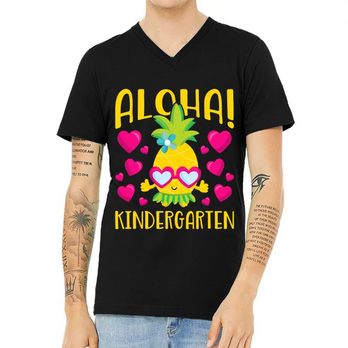 Aloha Kindergarten Cute Pineapple Student Teacher V-Neck T-Shirt