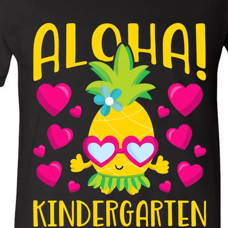 Aloha Kindergarten Cute Pineapple Student Teacher V-Neck T-Shirt