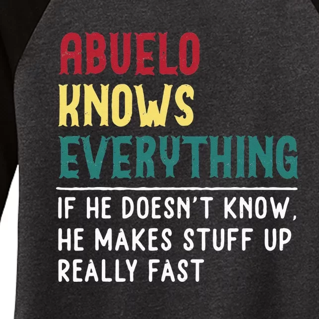 Abuelo Know Everything Fathers Day For Funny Abuelo Women's Tri-Blend 3/4-Sleeve Raglan Shirt