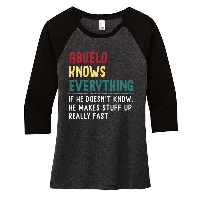 Abuelo Know Everything Fathers Day For Funny Abuelo Women's Tri-Blend 3/4-Sleeve Raglan Shirt