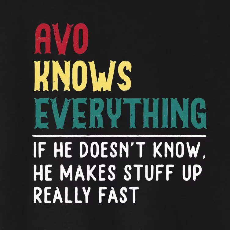 Avo Know Everything Fathers Day For Funny Grandpa Avo Women's Crop Top Tee