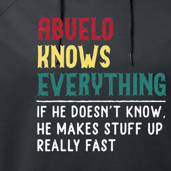 Abuelo Know Everything Fathers Day For Funny Abuelo Performance Fleece Hoodie