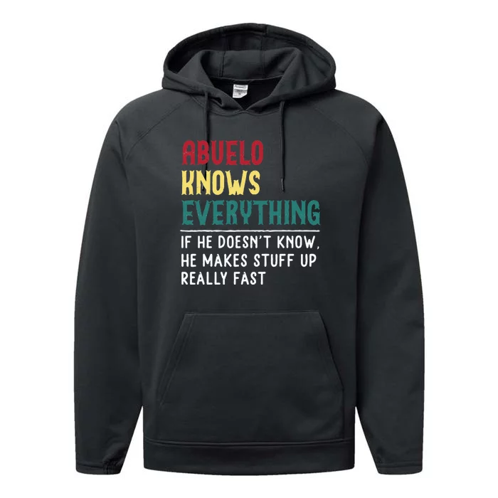 Abuelo Know Everything Fathers Day For Funny Abuelo Performance Fleece Hoodie