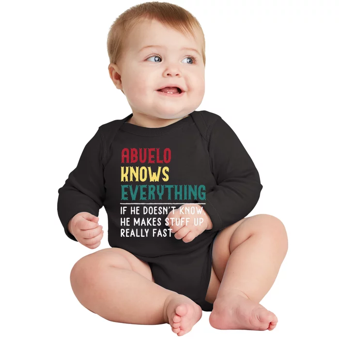 Abuelo Know Everything Fathers Day For Funny Abuelo Baby Long Sleeve Bodysuit