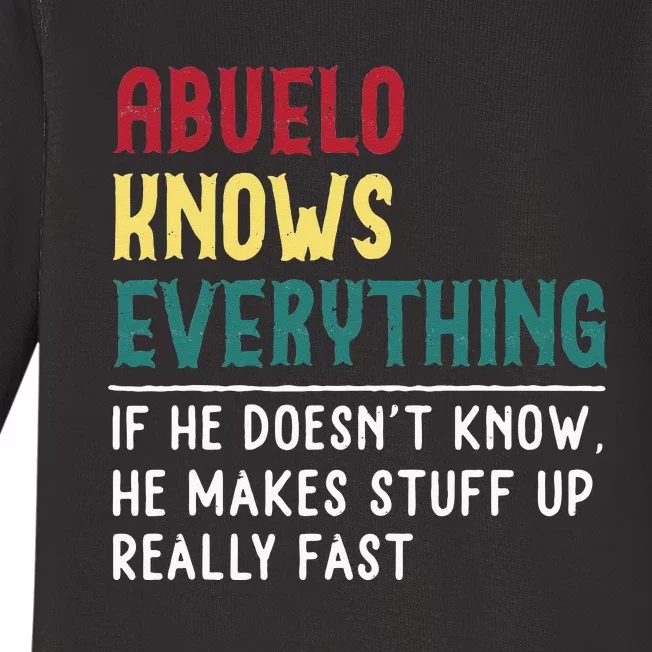 Abuelo Know Everything Fathers Day For Funny Abuelo Baby Long Sleeve Bodysuit