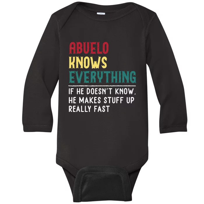 Abuelo Know Everything Fathers Day For Funny Abuelo Baby Long Sleeve Bodysuit