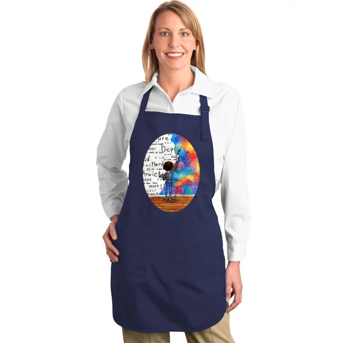 Always Keep Fighting Watercolor Painting (2015) Revamp Full-Length Apron With Pocket