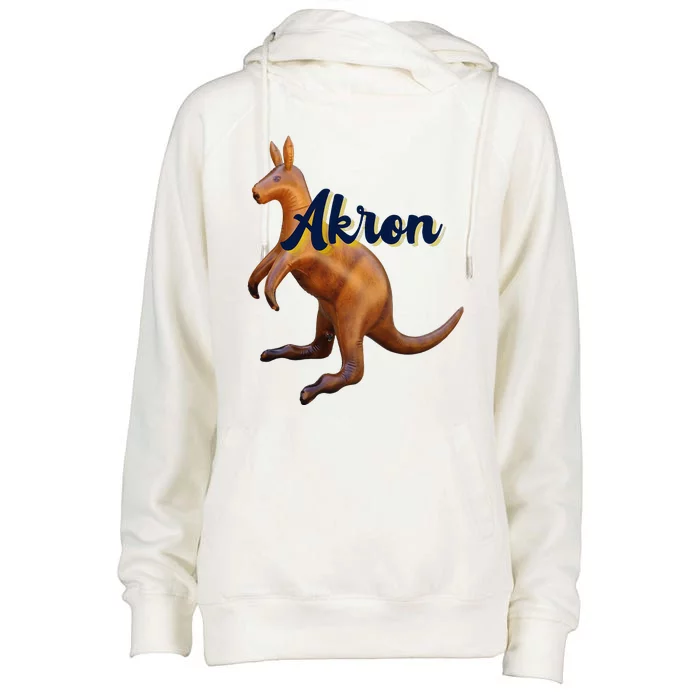 Akron Kangaroo Fun Retro Zips Womens Funnel Neck Pullover Hood