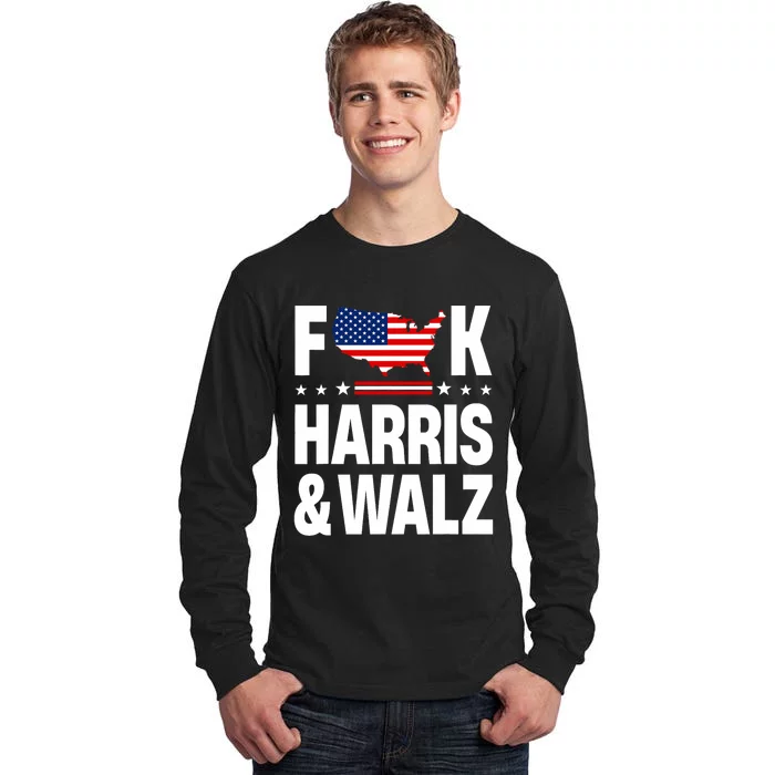 Anti Kamala Harris And Tim Walz 2024 Presidential Election Tall Long Sleeve T-Shirt