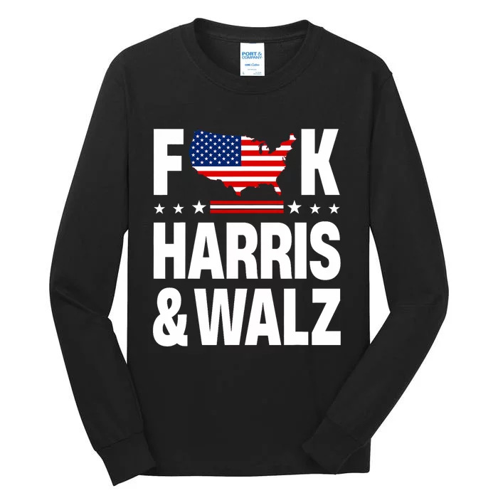 Anti Kamala Harris And Tim Walz 2024 Presidential Election Tall Long Sleeve T-Shirt