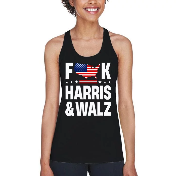 Anti Kamala Harris And Tim Walz 2024 Presidential Election Women's Racerback Tank