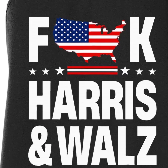 Anti Kamala Harris And Tim Walz 2024 Presidential Election Women's Racerback Tank