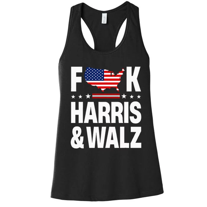 Anti Kamala Harris And Tim Walz 2024 Presidential Election Women's Racerback Tank