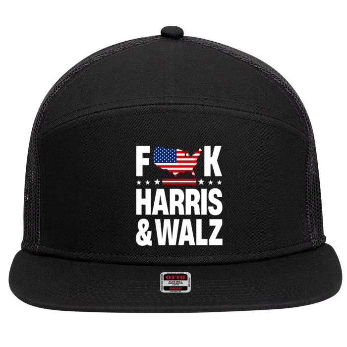 Anti Kamala Harris And Tim Walz 2024 Presidential Election 7 Panel Mesh Trucker Snapback Hat