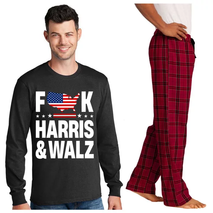 Anti Kamala Harris And Tim Walz 2024 Presidential Election Long Sleeve Pajama Set